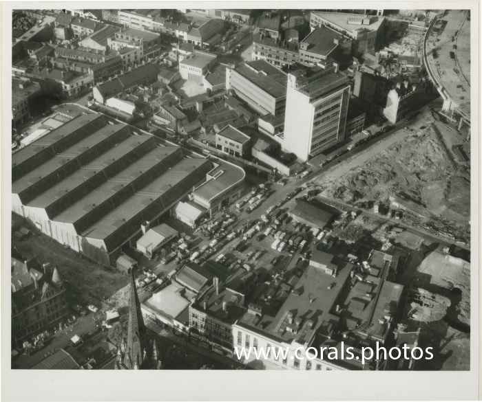 Aerial view of car parking lots in the Digbeth and Deritend area ...